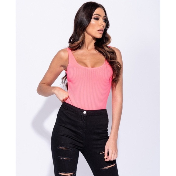 Tops - Neon Pink Sleeveless Bodysuit